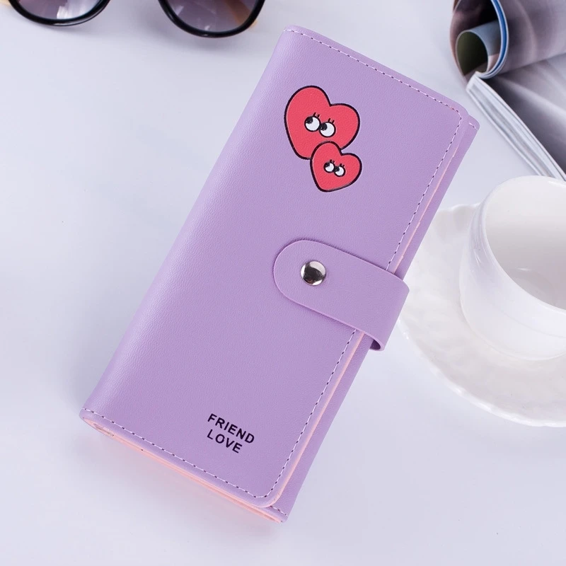 

Fashion Creative Ladies Wallet Expression Buckle Embossed 2 Fold Wallet Phone Bagage Long Ladies Wallet Leather