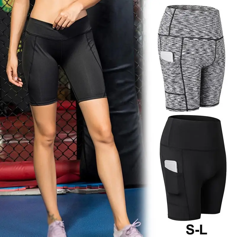

New Running Shorts Women Yoga Shorts High Waist Abdomen Compression Side Pockets Sports Shorts For Running Fitness Exercise