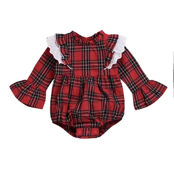 

Fashion Baby Girls Clothing Newborn Infant Baby Bodysuit Red Plaid Infant Bodysuit Baby Clothes