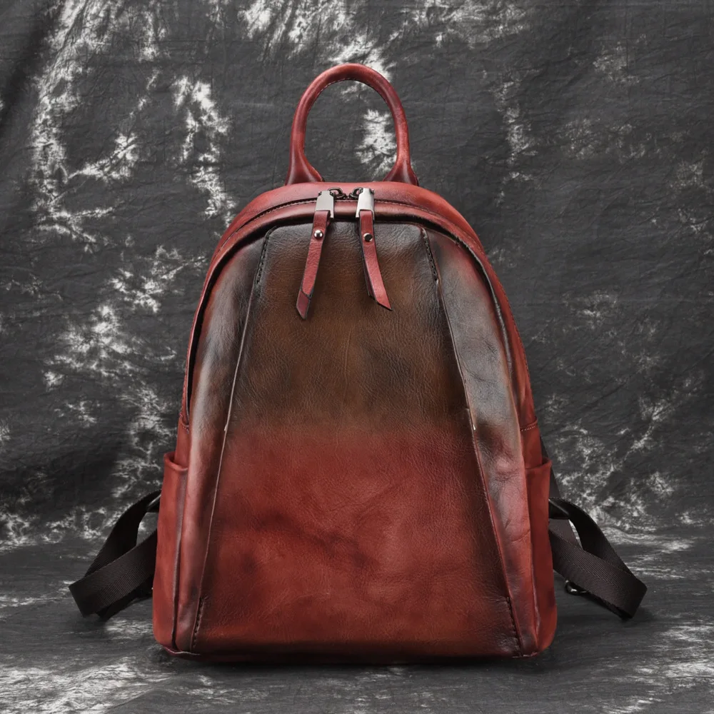 Высококачественный рюкзак из натуральной кожи, дорожная сумка, винтажный цветной рюкзак, женский рюкзак из натуральной кожи