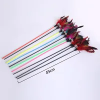 Hot Sale Cat Toys Random Color Make A Cat Stick Feather Black Coloured Pole Like Birds With Small Bell Natural 1PCS 5