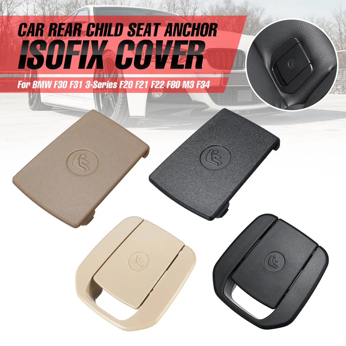 Black / Beige Car Seat ISOFix Cover For BMW F30 F31 3 Series F20 F21 F22 F80 M3 F34 Car Rear