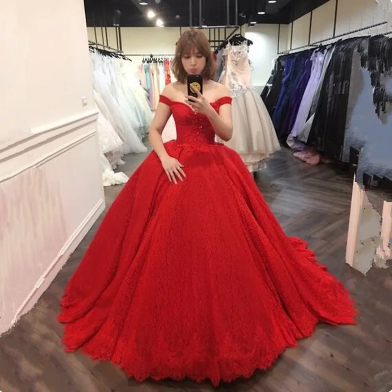 

Vestido de Noiva Appliques Lace Flowers Princess Wedding Dresses 2019 Sweetheart Neck Pearls Ball Gown Bridal Dress