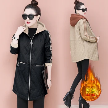 

2018 Winter PU leather new women warm coat cotton-padded jacket late autumn clothes casual hoodies top loose velvet outfit lady