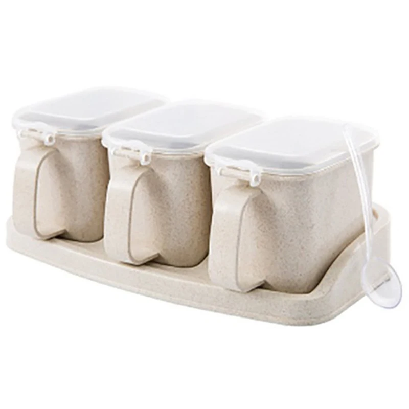 

New Nordic Style Multi Layers Seasoning Jar With Handle Sugar Pepper Salt Cans Spice Storage Containers Kitchen Tool