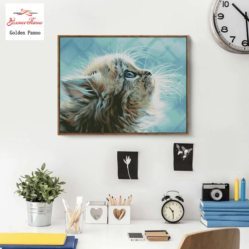 Full Needlework 30x40cm Embroidery DIY Painting Cat Animal Cross stitch kits 14CT Cross-stitch Sets For C | Дом и сад