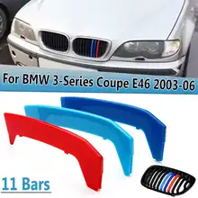 Grade para bmw 3-series e46, para coletor 2 portas 2003 2004 2005 2006 adesivos 3d grelha colorida guarnição de capa abs decoração