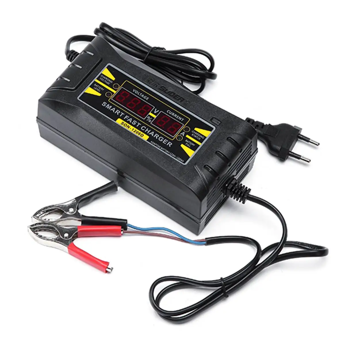 6A 12V 1206D LED Intelligent Display Charger Car Battery Charger for Lead Acid Batteries Universal EU Plug Smart Fast Charger