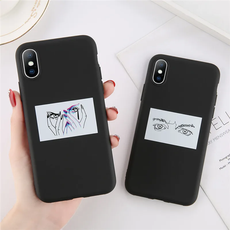 

Ottwn portrait Eye Pattern Phone Cover For iPhone 6 6S 7 8 Plus X XR XS Max Fashion Human Face Cases Chic Back Case Cover Capa