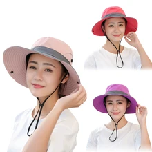 Одежда высшего качества летнее солнце Для женщин Пеший Туризм Пляжная мода хлопок большой край берет открытый шляпа для рыбалки УФ-защита