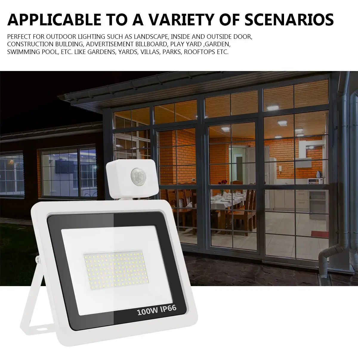 

AC165-265V LED FloodLight 10/ 30/ 50/ 100W Reflector LED Flood Light Waterproof IP66 Spotlight Wall Outdoor Lighting Cold White