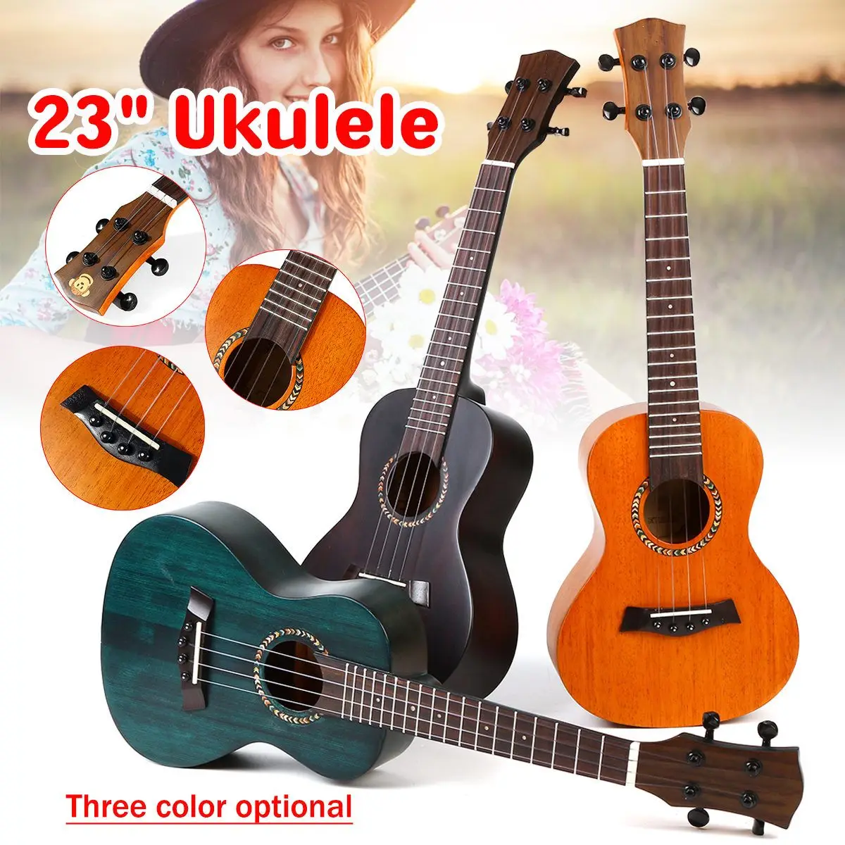 

23 Inch 4 Strings Concert Ukulele Hawaiian Mini Guitar Acoustic Guitar Mahogany Ukelele Guitar Instrument with Bag Gift