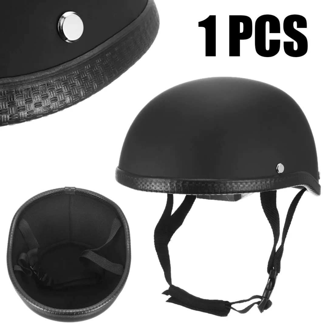 

Mayitr 1pc Motorcycle Vintage Half Face Helmet Retro German Chopper Cruiser Matte Black/Bright Black Helmets Cascos For H-arley