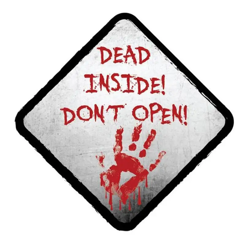 

VODOOL Fashion Car Sticker 14*14cm Bloody DEAD INSIDE DONT OPEN Pattern Reflective Personality Automobile Decal