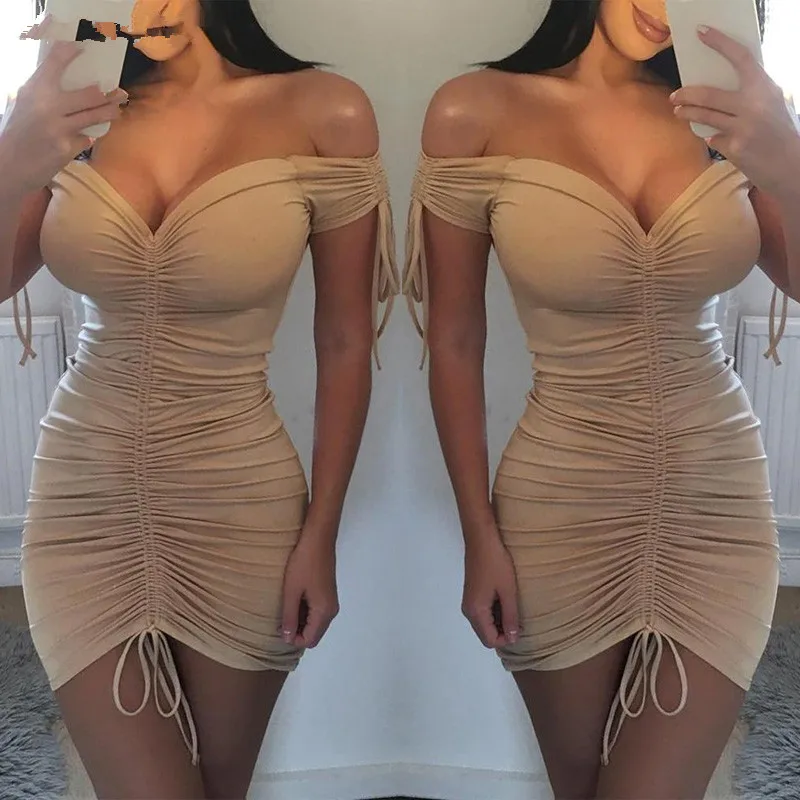 

UK Women Bodycon Pencil Dress Ladies Summer Clubwear Mini Dress Women Summer Sexy Dresses Polyester V-neck Dresses