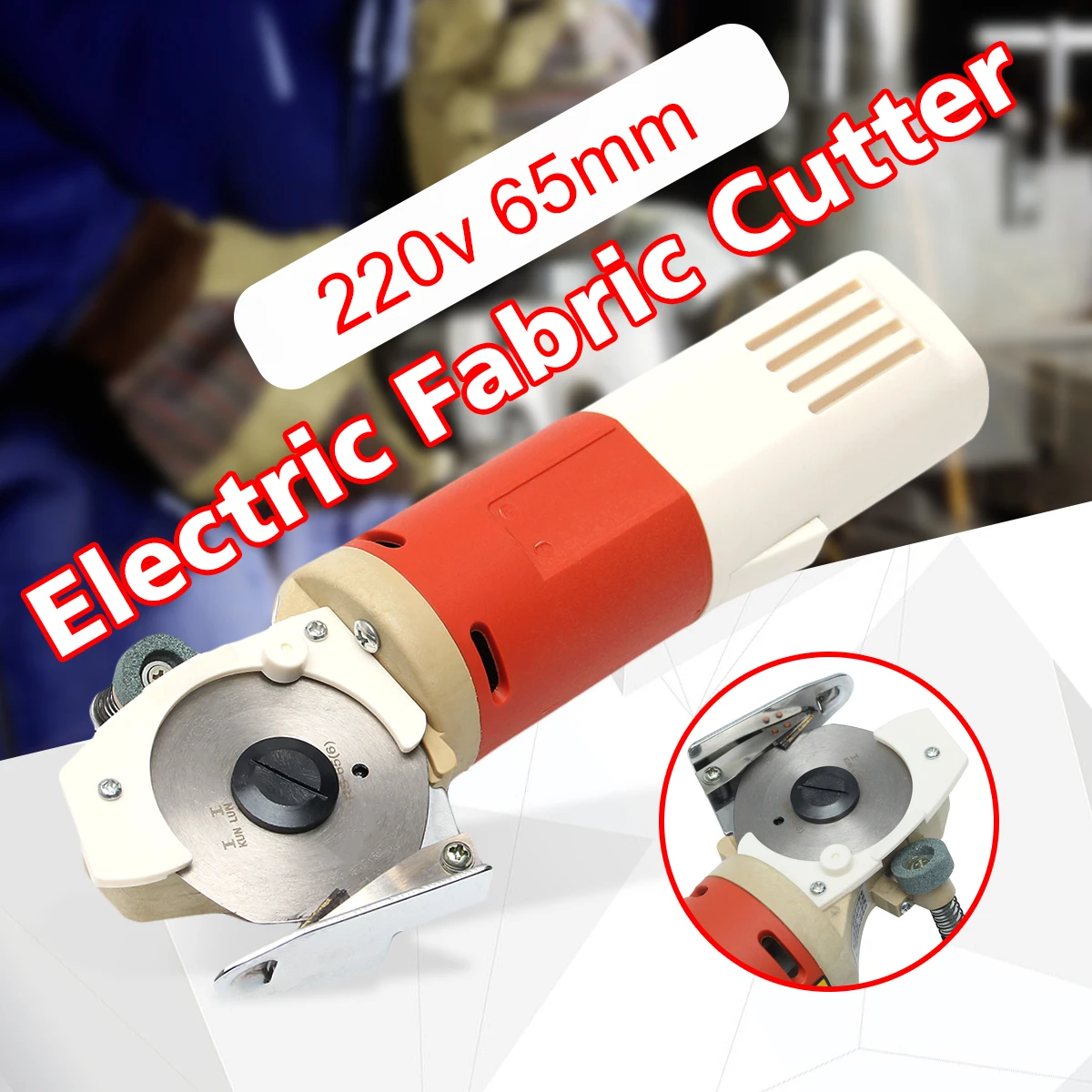 

Drillpro 65mm Rotary Blade Electric Round Knife Cloth Cutter Fabric Cutting Machine 220V AC 150W