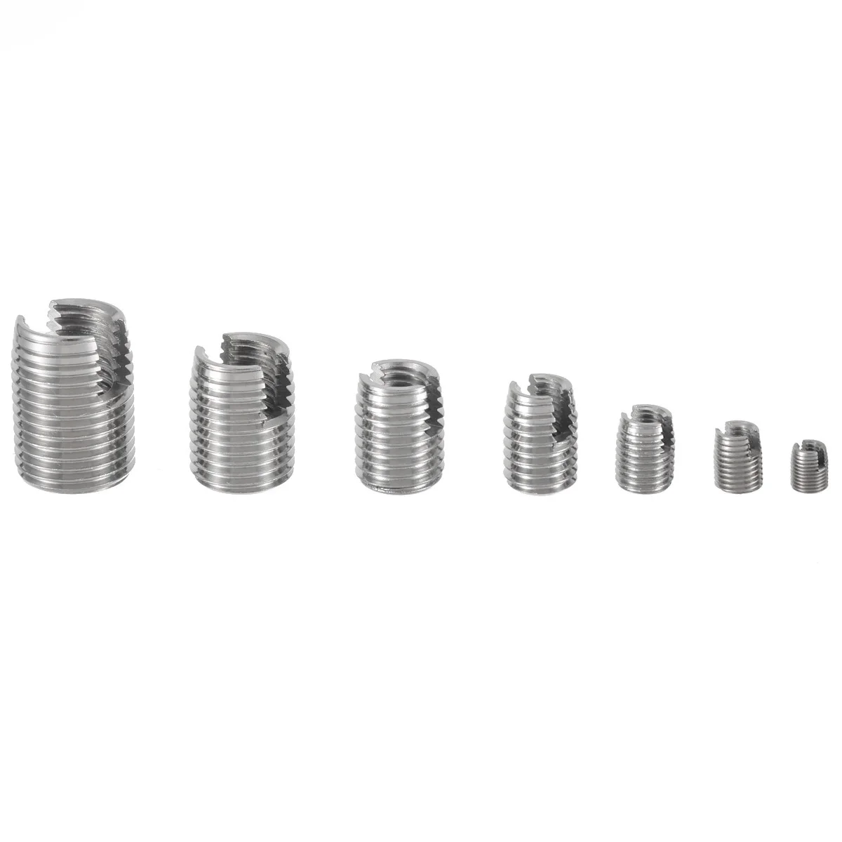 

50PCs/Set Silver Stainless Steel Thread Repair Insert Kit M3 M4 M5 M6 M8 M10 M12 Helical Insert Self Tapping Slotted Screw New