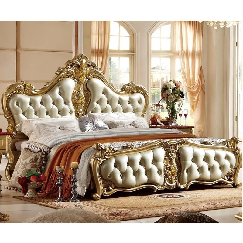 Special Offer Bedroom Set leather bed cama Para Quarto European Style Bedroom Set With Gold Carving Special Offer Bedroom Set leather bed cama Para Quarto European Style Bedroom Set With Gold Carving