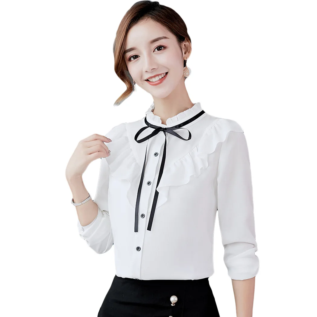 2018 Autumn Womens Tops and Blouses Long Sleeve Chiffon