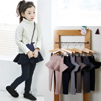 2019 Pure Color Girls Pants Kids Leggings 2-10Y Children Clothing Autumn Cotton Leggings Warm Baby Girl Skirt-pants High Quality 1