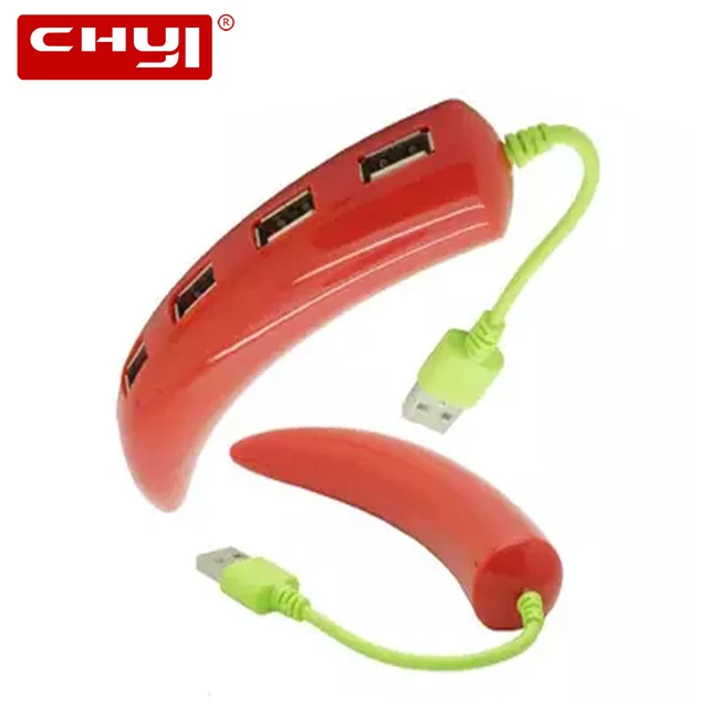 Best Offers CHYI Pepper Shaped USB HUB Connector 4 in 1 USB 2.0 Hub Adapter Creative Design with Cable Computer Peripherals for PC Laptop