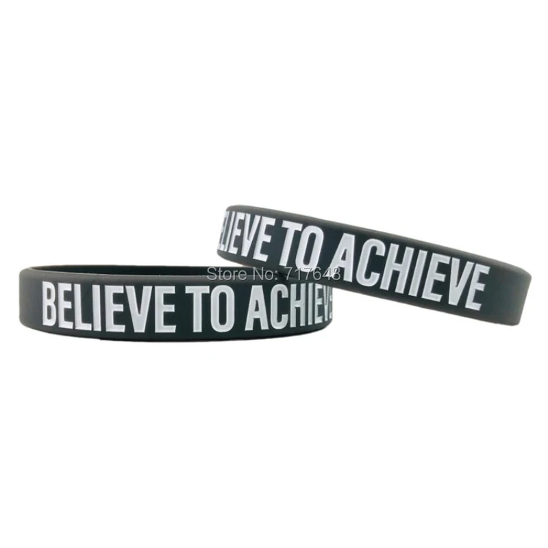 100pcs Inspirational Quote BELIEVE TO ACHIEVE wristband silicone bracelets free shipping by ePacket A | Украшения и аксессуары