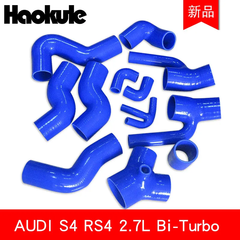 

Performance Silicone Boost Piping Hose Kit For Audi S4 RS4 A6 B5 C5 2.7L Bi-Turbo 97-01 (12Pcs) Blue/Black