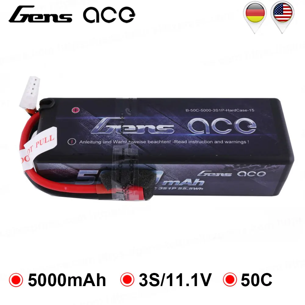 Gens ace Lipo батарея 11 1 В 5000 мАч 3S аккумулятор 50C Deans Traxxas вилка RC автомобильные