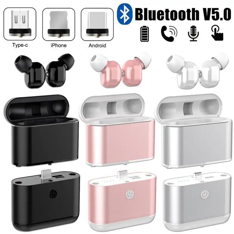 

Bluetooth Earphones 5.0 Separate Charging Compartment IOS Micro Type-c Interface Dual Stereo Noise Reduction Sports Earbuds