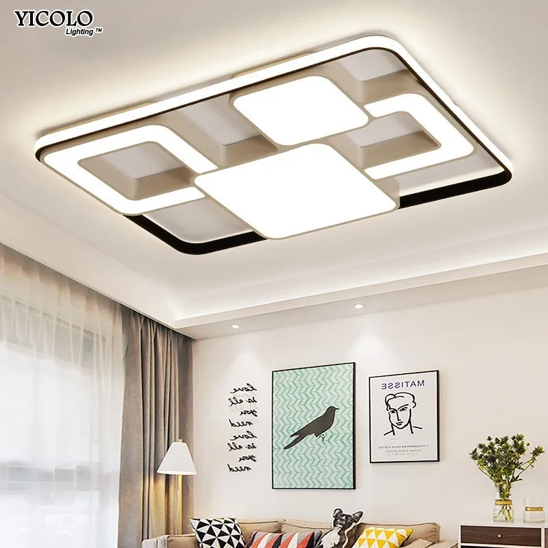 

Rectangle Led Ceiling Chandelier Lighting Bedroom Living Room With Remote Control AC85-260V Indoor Home Lights Fixtures Lustre