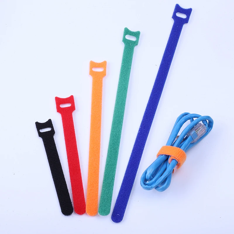 

10PC T-type Adhesive Fastener Tape Reusable Hooks and Loops Fasteners Back To Back Cable Ties Magic Sticker Tie