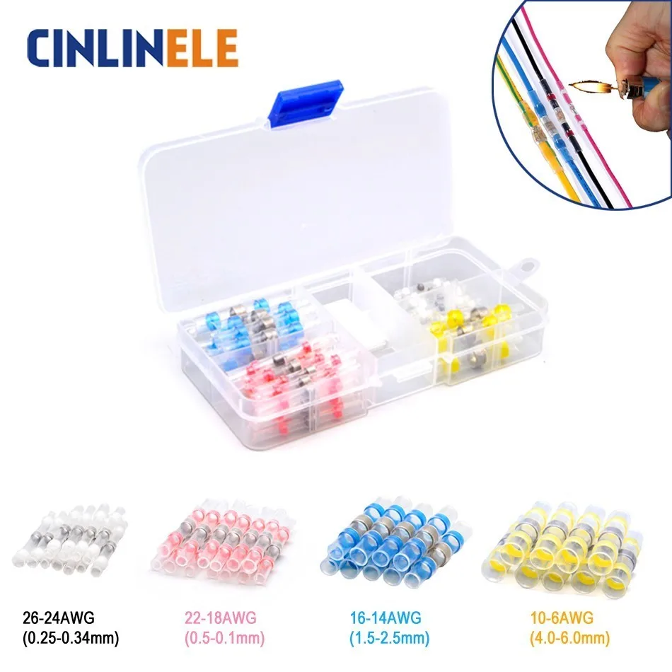 

Free Shipping Box Heat Shrink Solder Sleeves Waterproof Wire Crimp Butt Terminals Connectors Terminator Electrical Conector