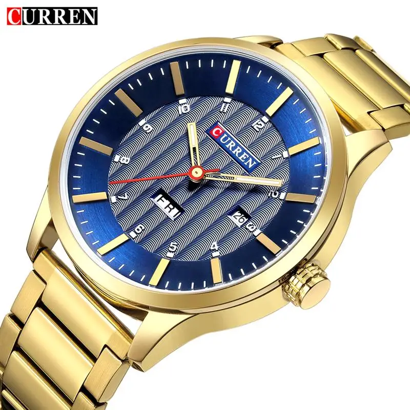 

CURREN 8316 new men's fashion brand steel belt week calendar life waterproof sports quartz watch stainless steel men's watch
