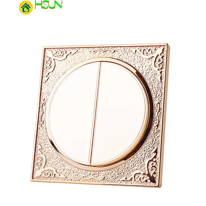 

Champagne gold round 86 concealed wall bedside switch socket panel 2 Gang 1 2 Way Universal