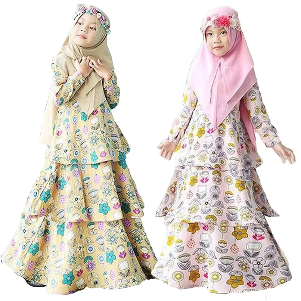 Muslim Girls Kids Long Sleeve Abaya Dress Islamic Hijab Kaftan Maxi Robe 4Color Muslim Girls Kids Long Sleeve Abaya Dress Islamic Hijab Kaftan Maxi Robe 4Color