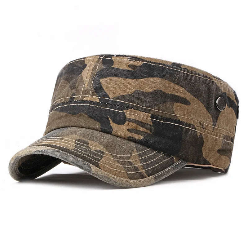 

Men's Flat-Topped Hat Washing Spring New Style Outdoor Hat Ms Sun Visor Camouflage Simple Military Cap Unisex