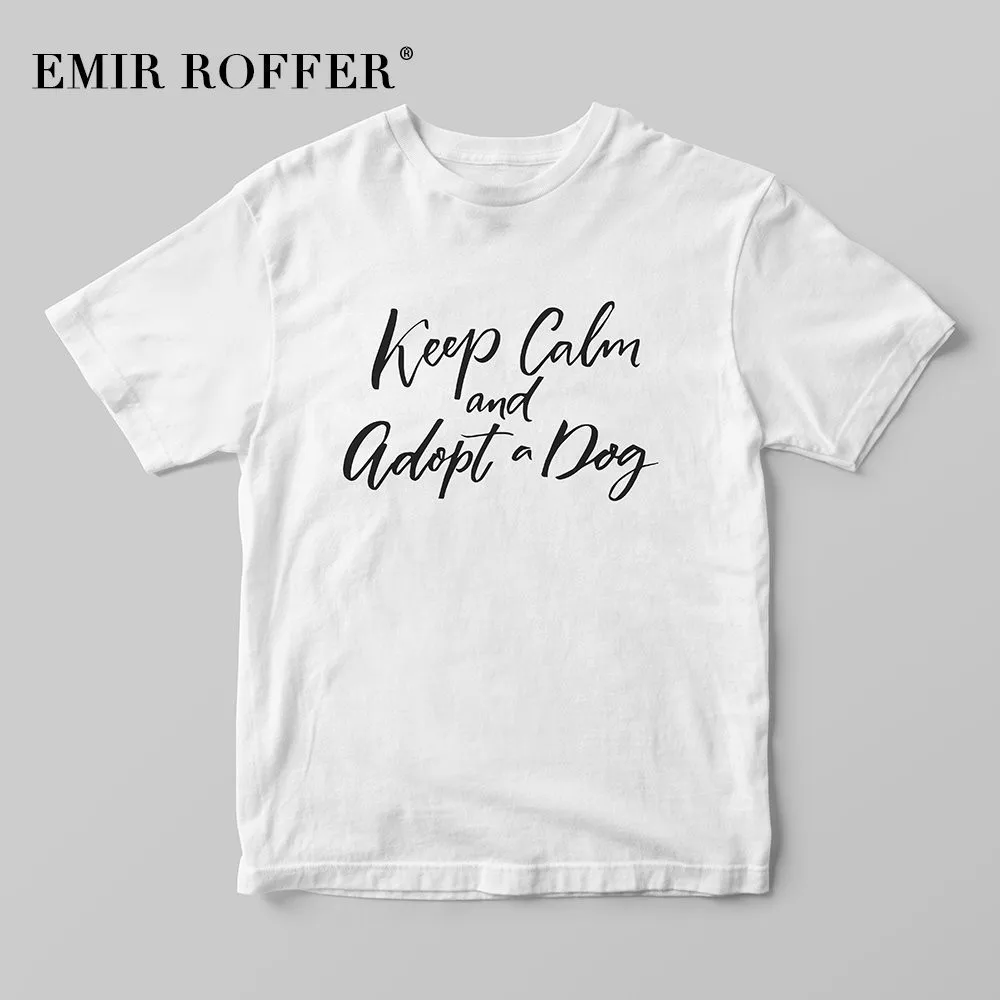 EMIR ROFFER Keep Calm and Adopt a Dog винтажные женские футболки Забавные 90s Эстетическая мода из