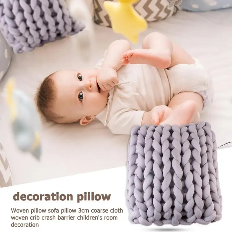 

Baby Bed Bumper Pure/Mixed Color Weaving Plush Baby Crib Protector Soft Baby Pillow For Newborns Baby Room Decoration