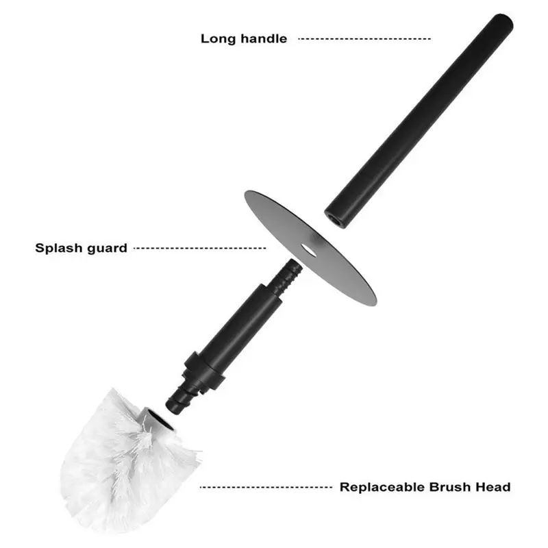 Щетка для унитаза и держатель для унитаза, ершик с держателем черный для ванных комнат, современный дизайн щетка для унитаза с крышкой больше Bru