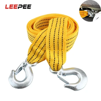 

LEEPEE Auto Towing Rope 3M 4 Tons For Car Truck Trailer SUV With Alloy Steel Hook Vehicle Emergency Tow Strap Fluorescence Nylon