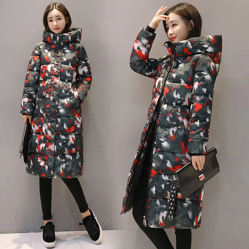 

Women Winter Parka 2018 Casual Long Coat Floral Plus Size Thick Warm Jackets and Coats Female Long Hoodies Parka Ukraine 3XL New
