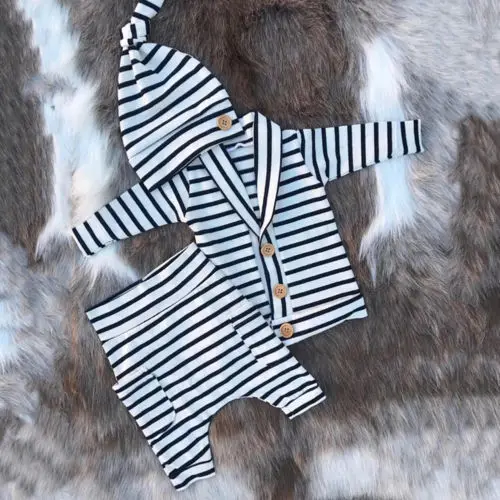  3pcs Newborn Toddler Infant Baby Boy Girl Clothes T-shirt Tops+Pants Outfits Set