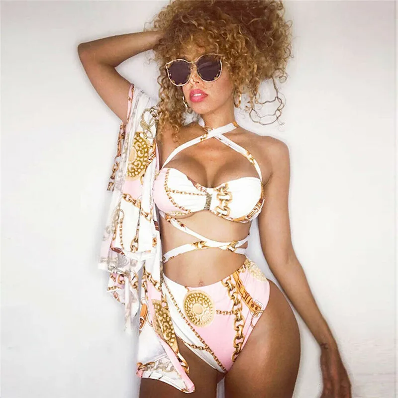 

Women Swimsuit Sexy High Waist Bikini Set Bandge Push up Swimwear Bathing suit Ladies Fashion Dames Beachwear Beach Swim wear