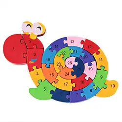 Деревянные пазлы головоломки намотка Улитка буквы и цифры головоломки дошкольные Развивающие игрушки для малышей Дети Мальчики