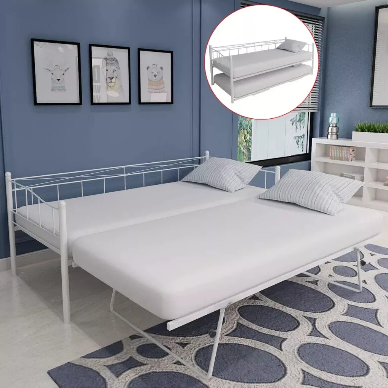 

VidaXL Durable Bed Frame With Four Wheels Arched Slats Add To Its Sleeping Comfort 180 X 200/90 X 200 Cm White Steel 242683