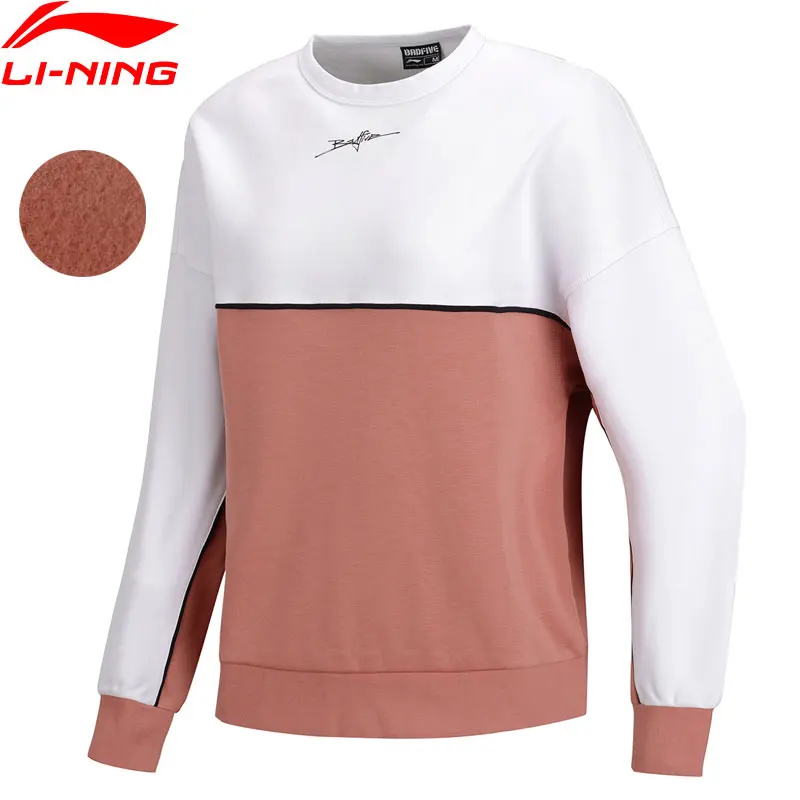 Li-Ning женский баскетбольный свитер, теплый флис, свободный, 66% полиэстер, 34% хлопок, хит цвета, подкладка, спортивный топ, толстовки AWDN852 WWW996