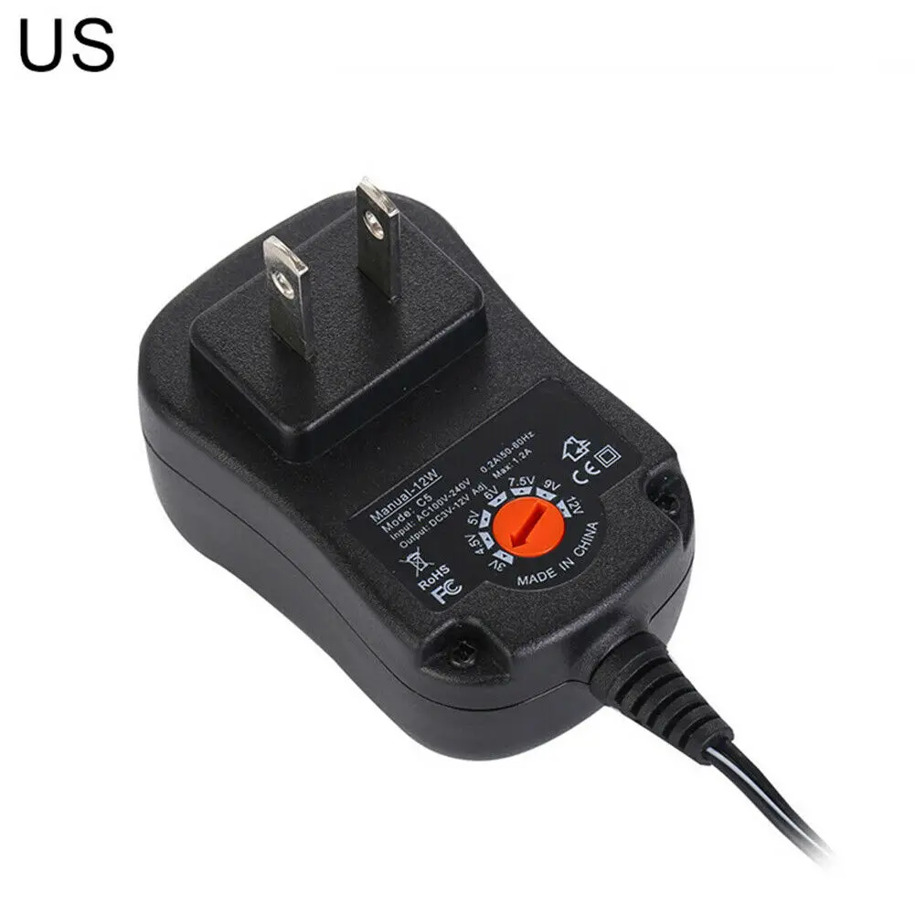 3 V/4,5 V/5 V/6 V/7,5 V/9 V/12 V универсальные регулируемые адаптеры питания черного напряжения AC/DC адаптер питания настенное зарядное устройство широкий