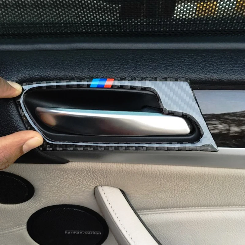 

4pcs Car Carbon Fiber Door Handle Door Bowl Cover Sticker Trim For BMW X5 X6 E70 E71 2009 2010 2011 2012 2013