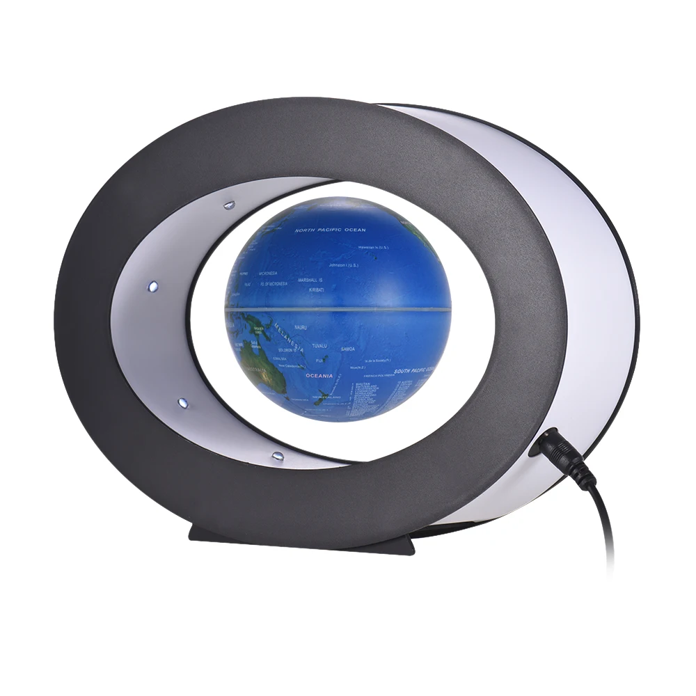 

3 Inch Magnetic Levitation Earth Globe World Map with LED White Light Oval Shape Base for Home Office Desk Decoration