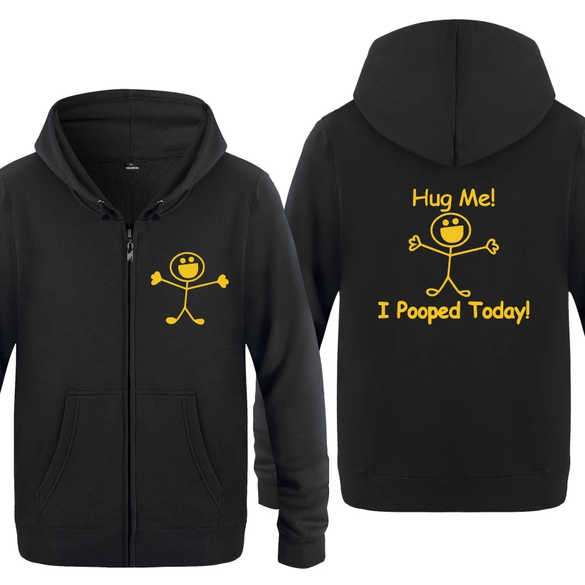 cheap I Pooped Today Funny Creative Novelty Sweatshirts Men 2018 Mens Zipper Hooded Fleece Hoodies Cardigans